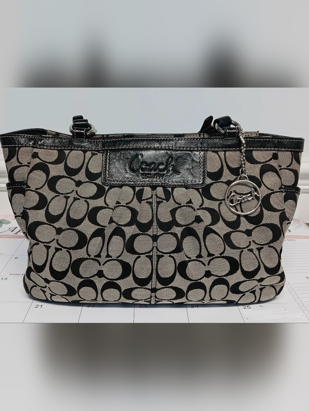 Coach Leather Trimmed East West Satchel - Picture 2 of 10